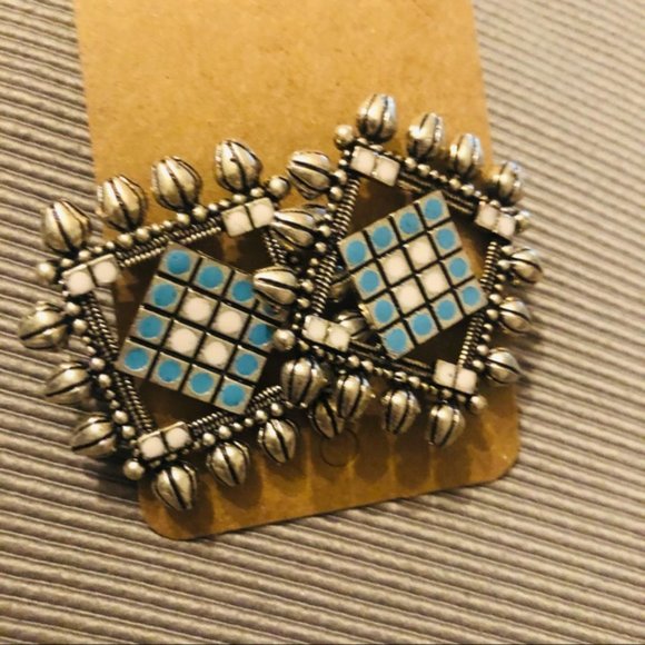 Elegant Hand Made German Silver Earrings Ethnic - Picture 2 of 3